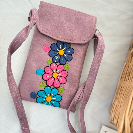 Embroidered Phone Crossbody Bag