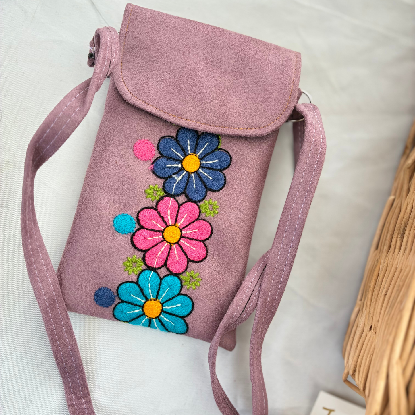 Embroidered Phone Crossbody Bag