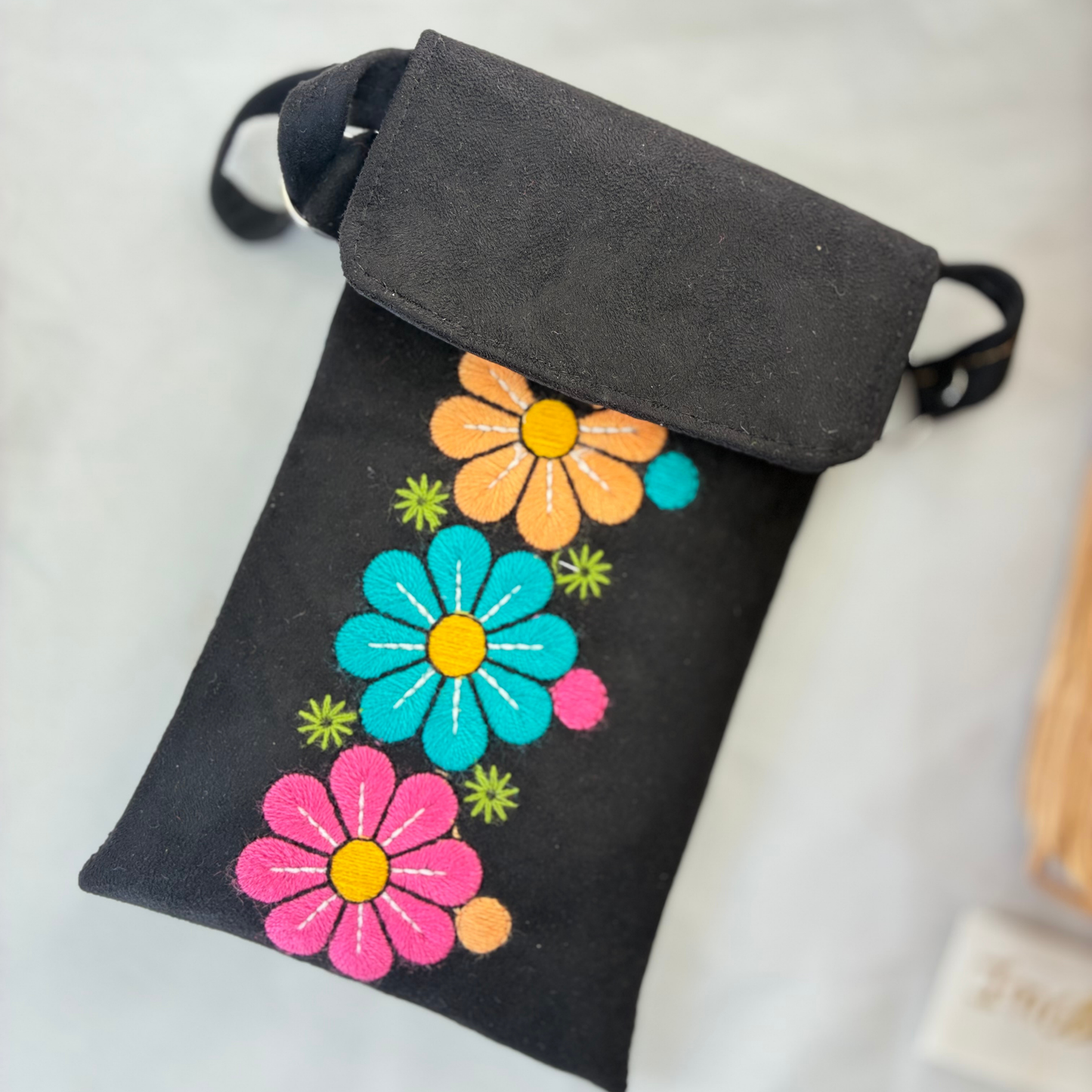 Embroidered Phone Crossbody Bag