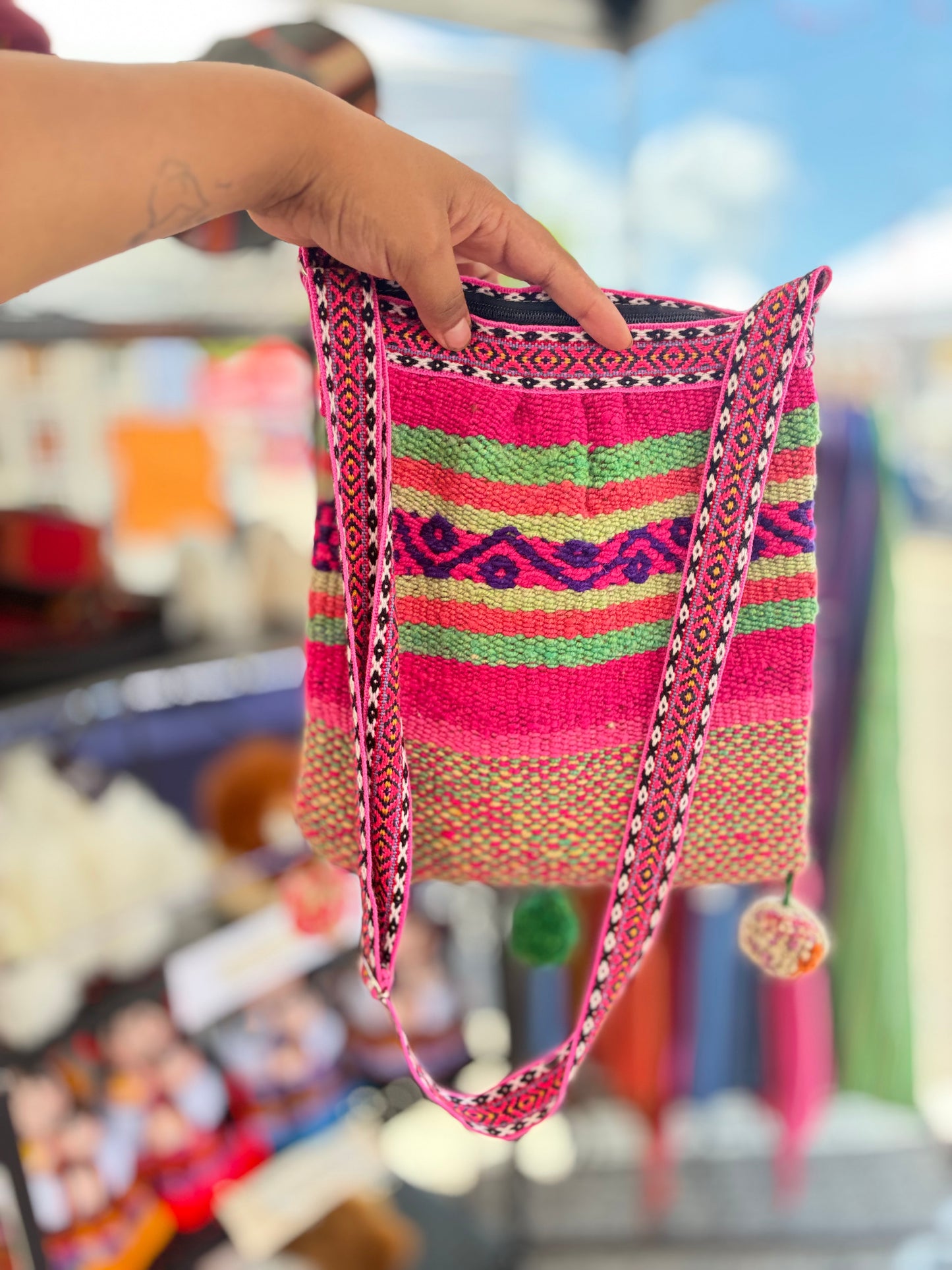 Pom Pom Crossbody Bag