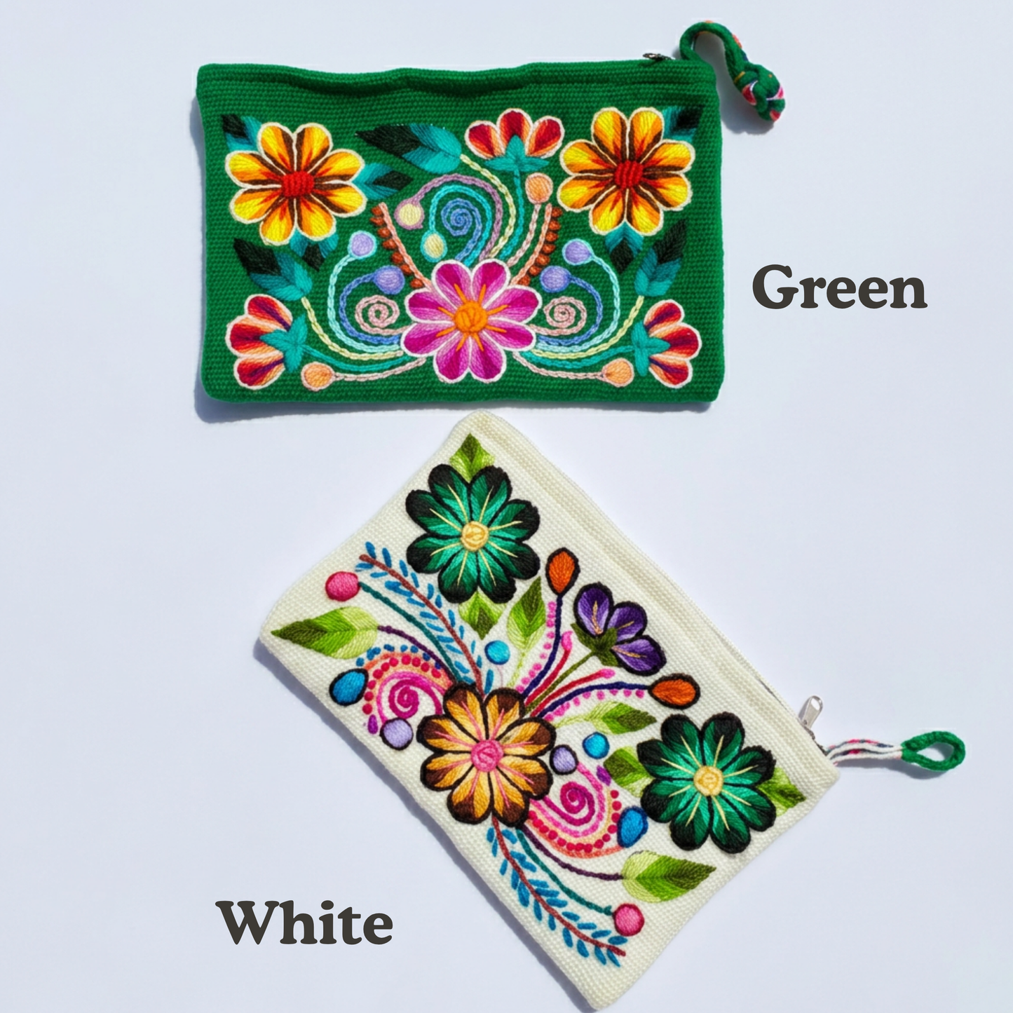 Hand Embroidered Peruvian Floral Pouch